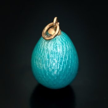 Russian guilloche enamel egg pendant