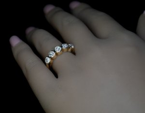 Old mine cut diamond five stone ring