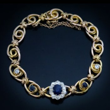 Antique sapphire, diamond and gold bracelet