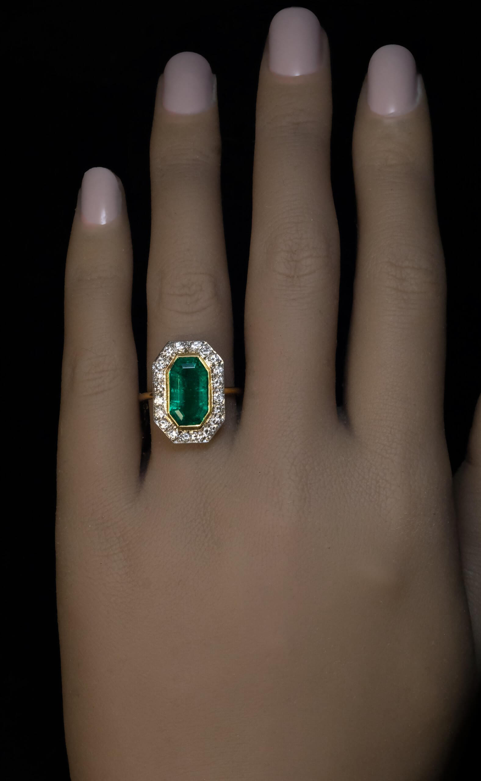 Art Deco Era Vintage French Emerald Diamond Ring Ref: 890752 - Antique ...