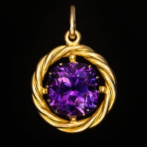 Antique Russian Siberian amethyst gold pendant