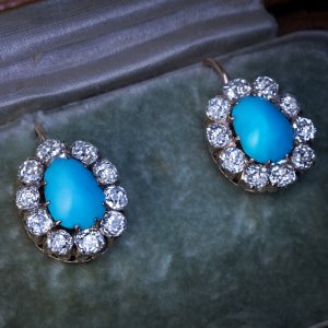 Antique turquoise diamond earrings