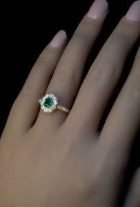 Antique emerald diamond engagement ring