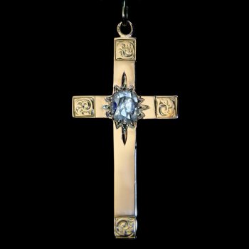 Antique diamond and gold cross pendant