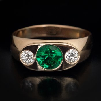 Vintage emerald and diamond unisex ring