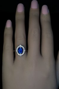 Vintage royal blue sapphire engagement ring