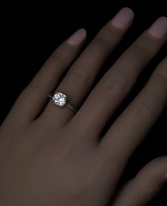 Old mine cut diamond engagement ring