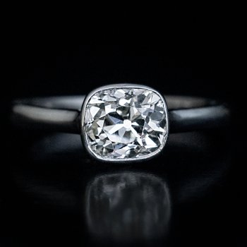 1.42 ct antique old mine cushion cut diamond platinum engagement ring