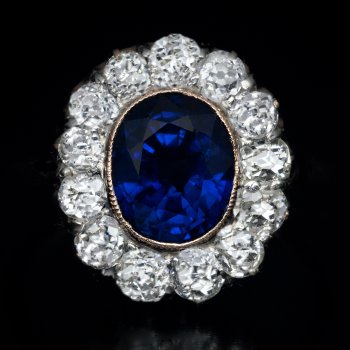 Antique sapphire diamond engagement ring
