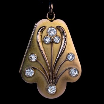 Art Nouveau jewelry - an antique diamond and gold pendant locket circa 1900