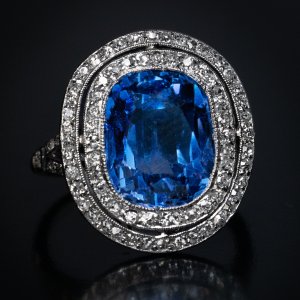 Antique Ceylon sapphire engagement ring