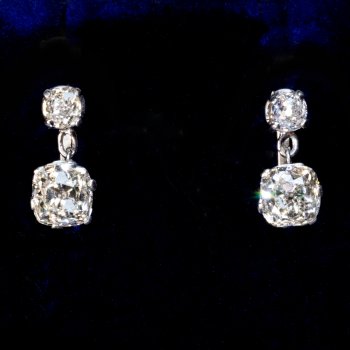 3.50 Ct Old Mine Cut Diamond Antique Earrings