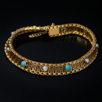 Antique French Greek key pattern gold bracelet c. 1890