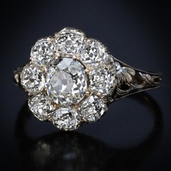 Antique diamond cluster ring 1869