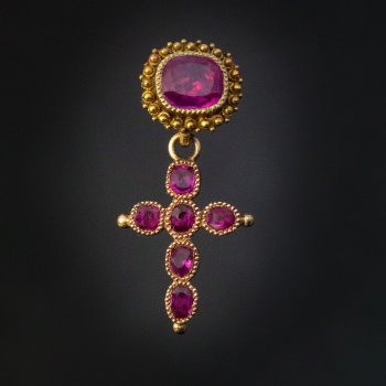 Antique ruby cross pendant
