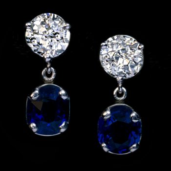 Old cut diamond and sapphire stud earrings