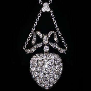 Antique diamond heart necklace