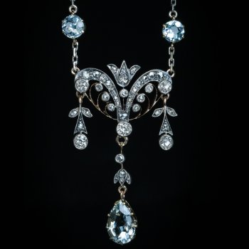 Belle Epoque aquamarine and diamond necklace