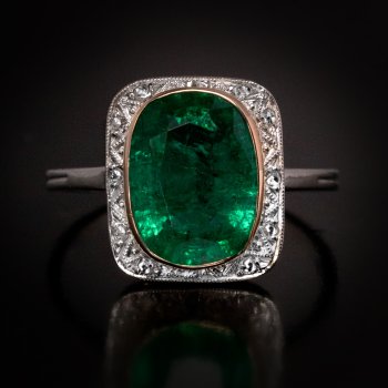 Rare Russian emerald antique engagement ring