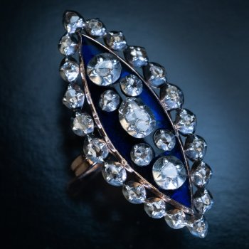 circa 1780 antique blue glass and diamond ring