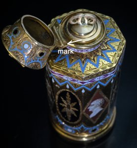 Antique gold and enamel scent bottle