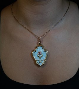 Antique enamel pendant locket