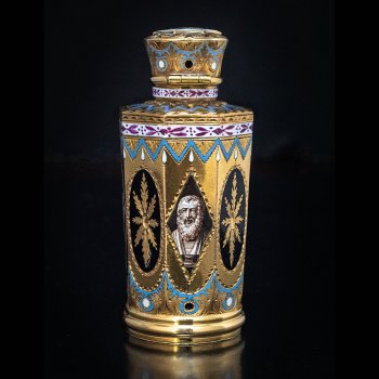 Antique gold enamel scent bottle