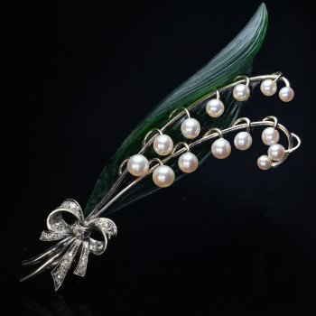 Vintage Lily of the Valley brooch pin