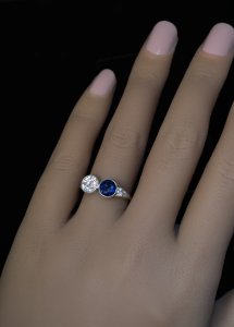 Diamond and sapphire vintage engagement ring