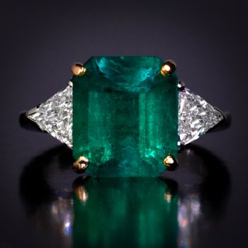 3.96 Ct Colombian emerald engagement ring