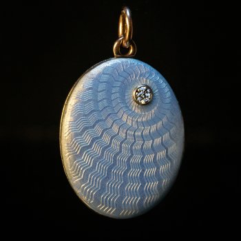 Faberge guilloche enamel locket pendant