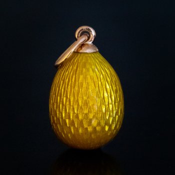 Guilloche enamel egg pendant attributed to Faberge