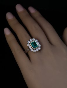 Emerald and diamond ring