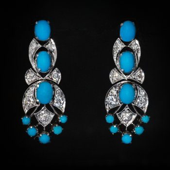 Vintage turquoise and diamond earrings