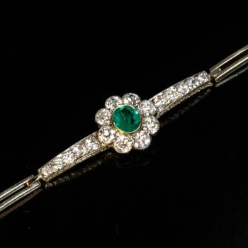 Antique Swedish emerald and diamond bracelet