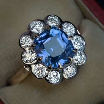 Unheated Ceylon sapphire engagement ring