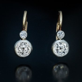 Old mine cut diamond vintage earrings