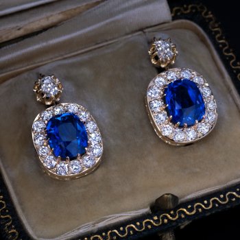 Antique Ceylon sapphire earrings