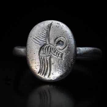 Early Byzantine ancient silver ring with angel