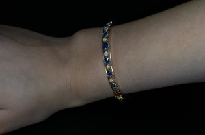 Antique sapphire diamond and gold bangle bracelet