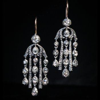 Rare 18th century diamond girandole earrings