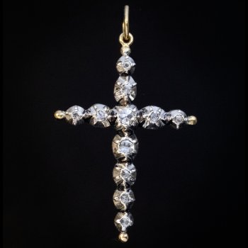 Antique 18th century rose cut diamond cross pendant