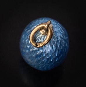 Antique Russian blue guilloche enamel egg