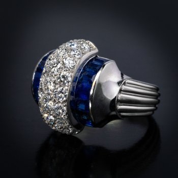 Art Deco diamond sapphire ring c. 1930