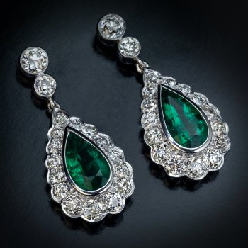 Vintage emerald and diamond earrings