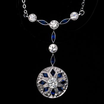 Art Deco diamond sapphire necklace