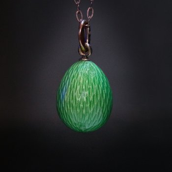Antique Russian guilloche enamel egg pendant