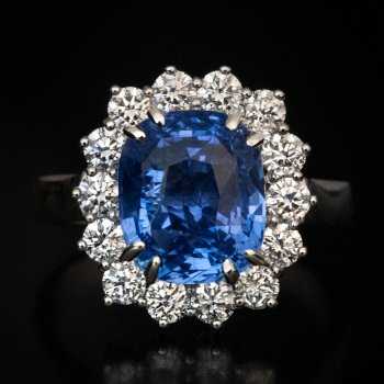 No heat 6.06 carat sapphire engagement ring