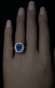 Unheated sapphire engagement ring