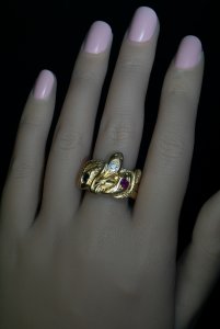 Antique triple snake ring